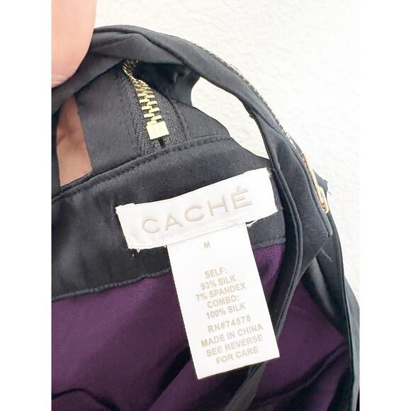 Vintage Y2K Cache Purple Silk Beaded Asymmetric Hem Top Size Medium Satin - Picture 4 of 8